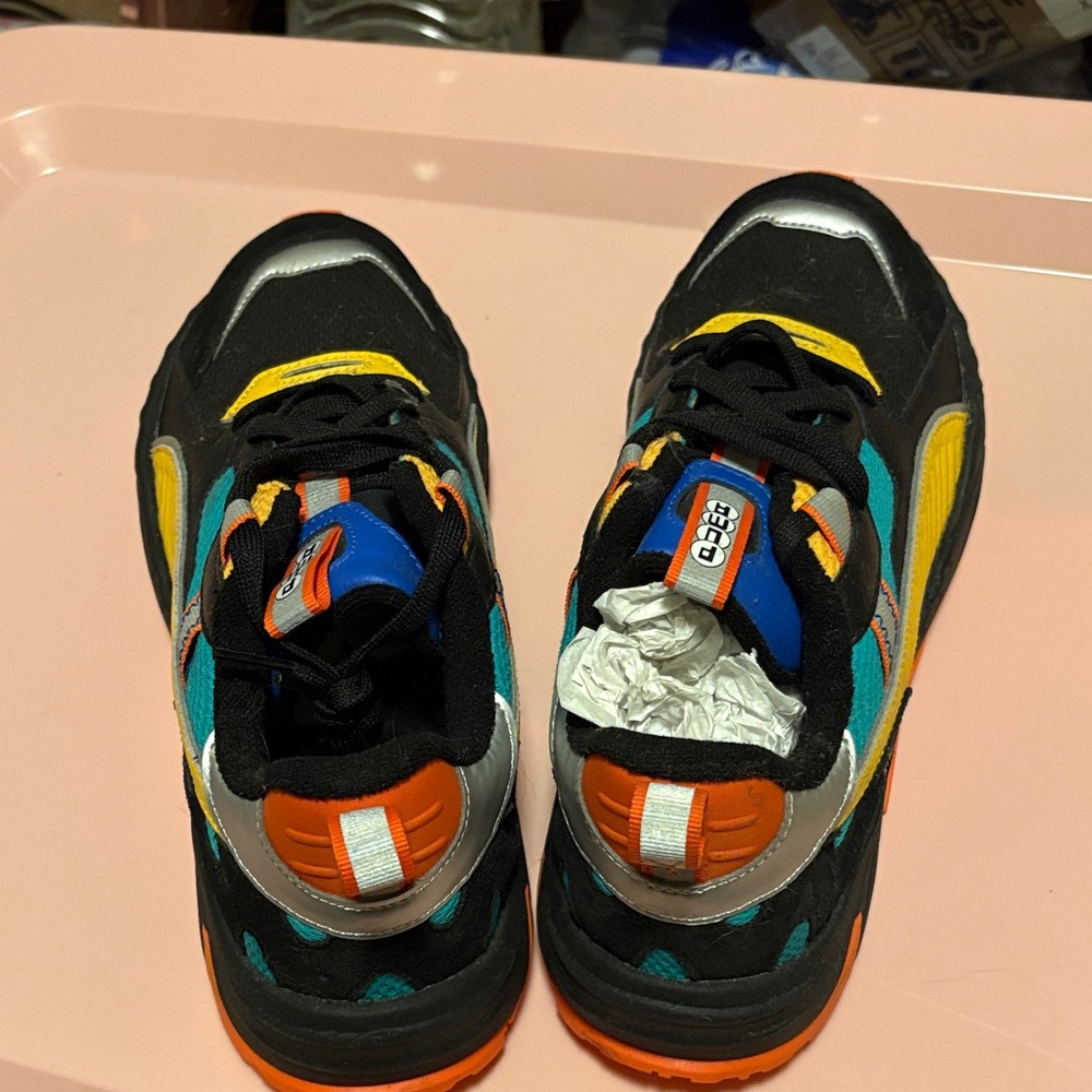 Puma Kids Black, Yellow, and Teal Sneakers - Picture 2 of 4